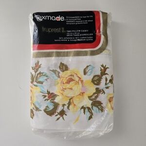 Vintage Texmade Floral Yellow Rose Pillow Cases King 105cm X 80cm NEW In Package
